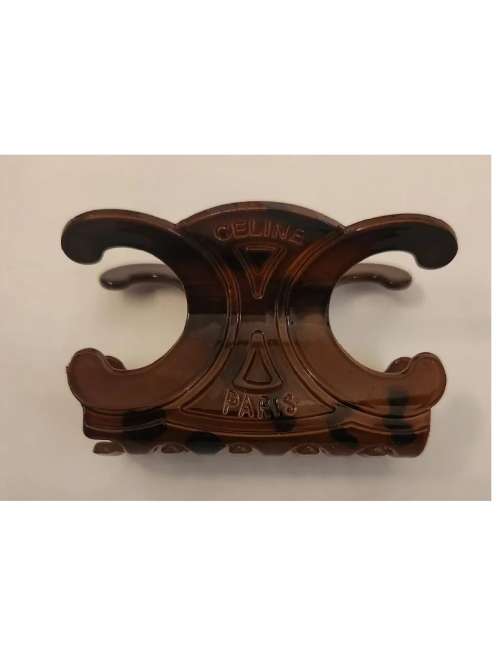 CELINE Paris Triomphe Hair Claw Clip Brown Tortoise Designer Luxury 2